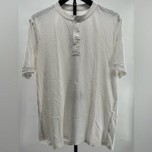 Quince Men’s Cotton Modal Short Sleeve Henley Tee White M
